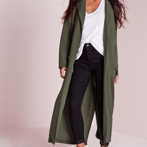 Missguided Olive Maxi Duster Coat